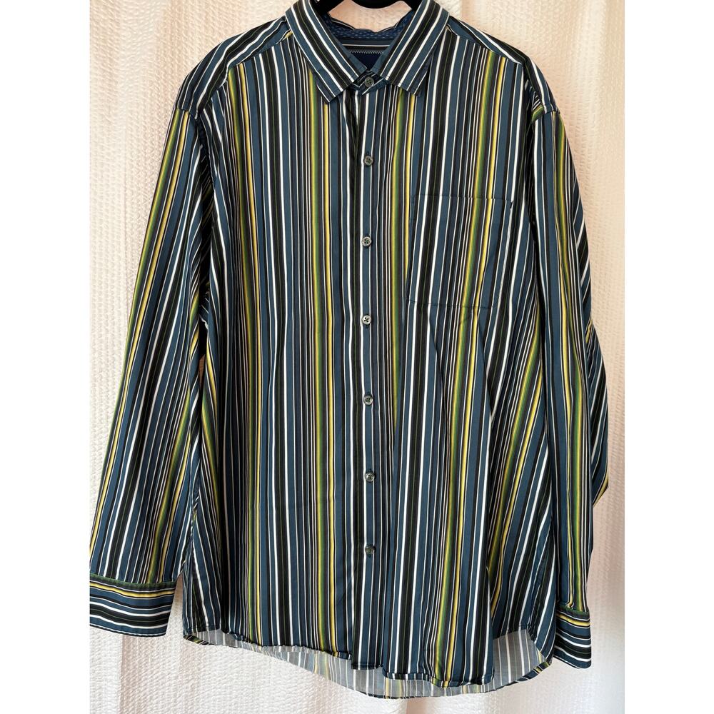 Tommy Bahama Men’s L Business Casual Multi-Stripe‎ Long Sleeve Shirt 100% Cotton